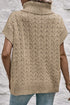 Chunky Cable Knit Sleeveless Turtleneck Sweater Top