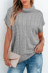Chunky Cable Knit Sleeveless Turtleneck Sweater Top