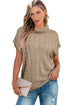 Chunky Cable Knit Sleeveless Turtleneck Sweater Top