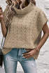 Chunky Cable Knit Sleeveless Turtleneck Sweater Top