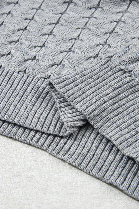 Chunky Cable Knit Sleeveless Turtleneck Sweater Top