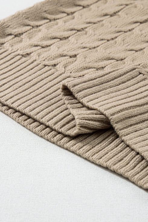 Chunky Cable Knit Sleeveless Turtleneck Sweater Top
