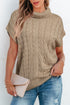 Chunky Cable Knit Sleeveless Turtleneck Sweater Top