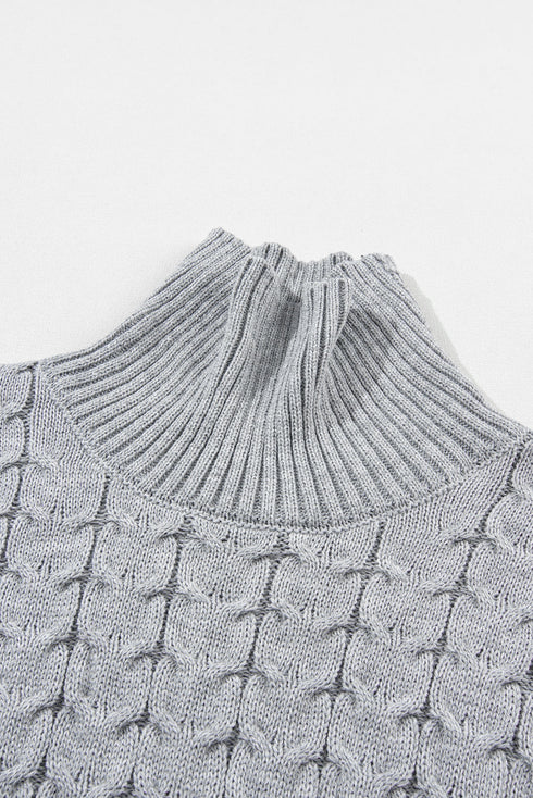 Chunky Cable Knit Sleeveless Turtleneck Sweater Top
