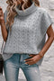 Chunky Cable Knit Sleeveless Turtleneck Sweater Top