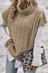 Chunky Cable Knit Sleeveless Turtleneck Sweater Top