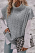Chunky Cable Knit Sleeveless Turtleneck Sweater Top