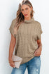 Chunky Cable Knit Sleeveless Turtleneck Sweater Top