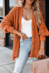 Chunky Cable Knit V-Neck Decorative Button Front Cardigan Sweater