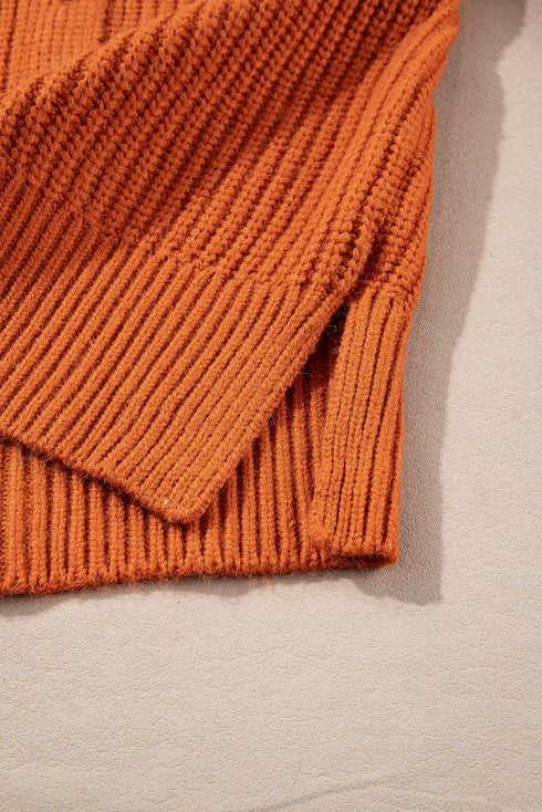 Chunky Cable Knit V-Neck Decorative Button Front Cardigan Sweater