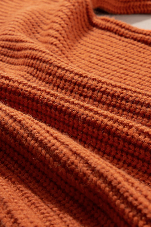 Chunky Cable Knit V-Neck Decorative Button Front Cardigan Sweater