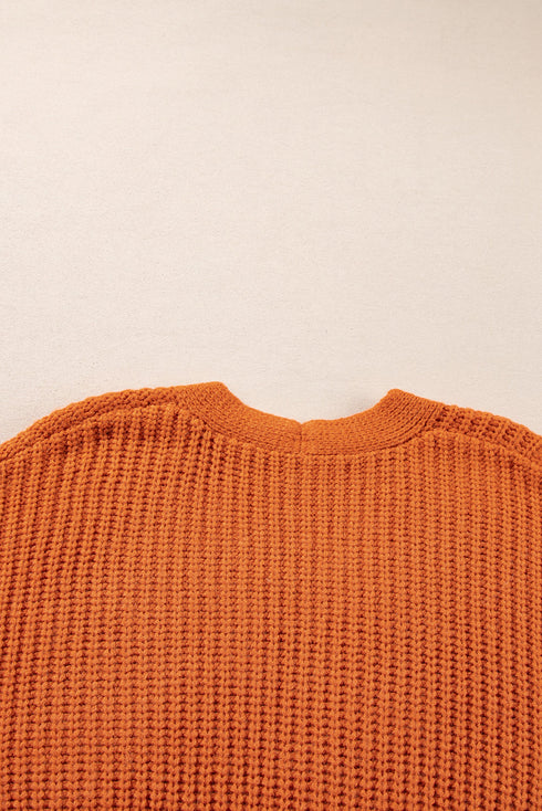 Chunky Cable Knit V-Neck Decorative Button Front Cardigan Sweater