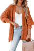 Chunky Cable Knit V-Neck Decorative Button Front Cardigan Sweater