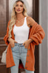 Chunky Cable Knit V-Neck Decorative Button Front Cardigan Sweater