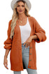 Chunky Cable Knit V-Neck Decorative Button Front Cardigan Sweater