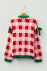 Chunky Checkered Knit Bow Tie Sleeve Cardigan