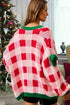 Chunky Checkered Knit Bow Tie Sleeve Cardigan