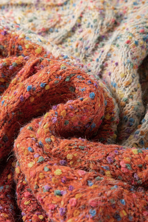 Chunky Confetti Cable Knit Crew Neck Sweater