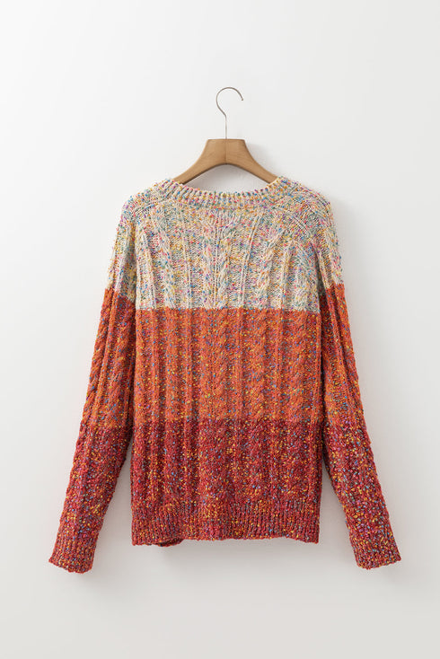 Chunky Confetti Cable Knit Crew Neck Sweater