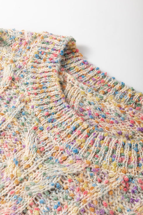 Chunky Confetti Cable Knit Crew Neck Sweater