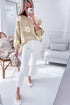 Chunky Knit Three Dimensional Floral Applique Balloon Sleeve Sweater
