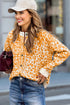 Chunky Leopard Jacquard Contrast Rib Button Front Drop Shoulder Cardigan