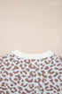 Chunky Leopard Jacquard Contrast Rib Button Front Drop Shoulder Cardigan