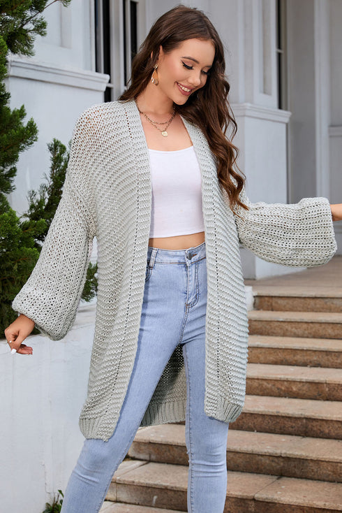 Chunky Oversize Knit Drop Shoulder Puff Sleeve Cardigan