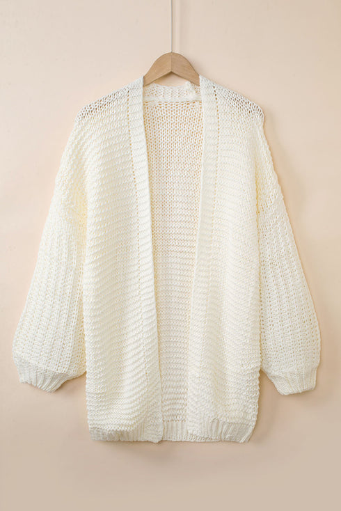 Chunky Oversize Knit Drop Shoulder Puff Sleeve Cardigan