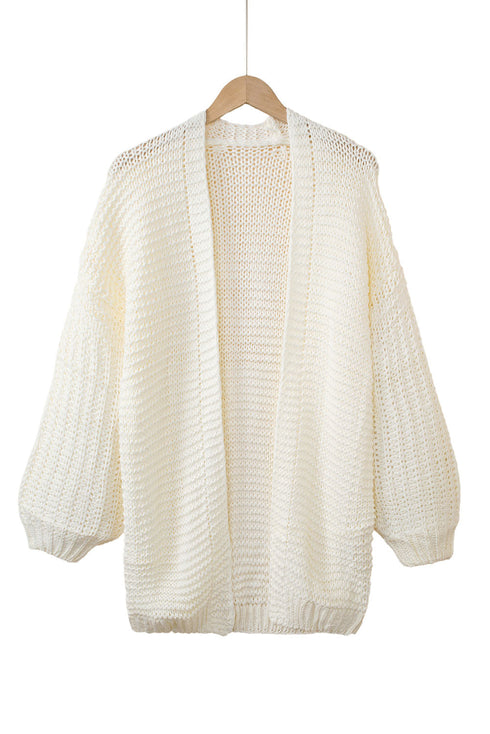 Chunky Oversize Knit Drop Shoulder Puff Sleeve Cardigan