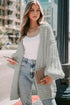 Chunky Oversize Knit Drop Shoulder Puff Sleeve Cardigan