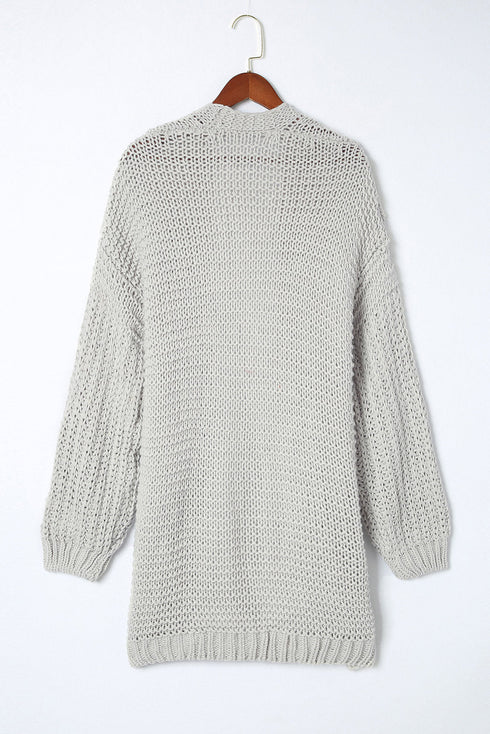Chunky Oversize Knit Drop Shoulder Puff Sleeve Cardigan