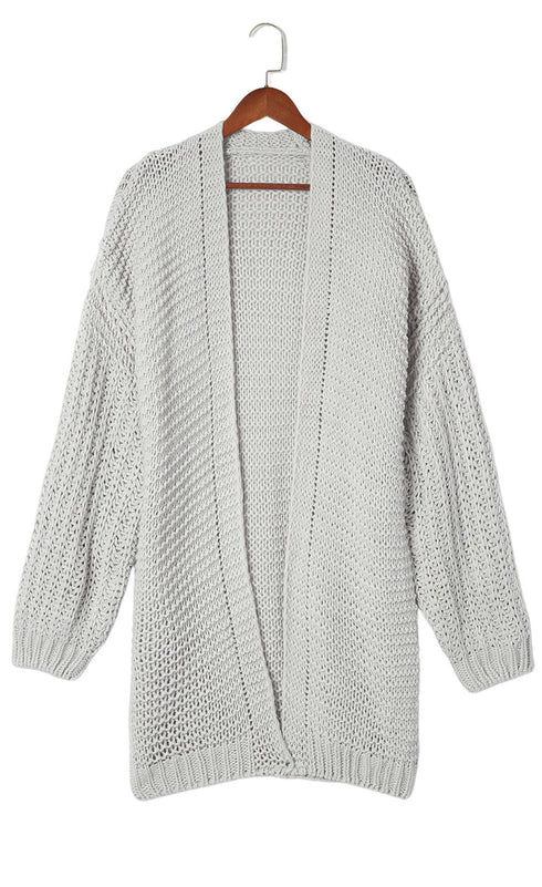 Chunky Oversize Knit Drop Shoulder Puff Sleeve Cardigan