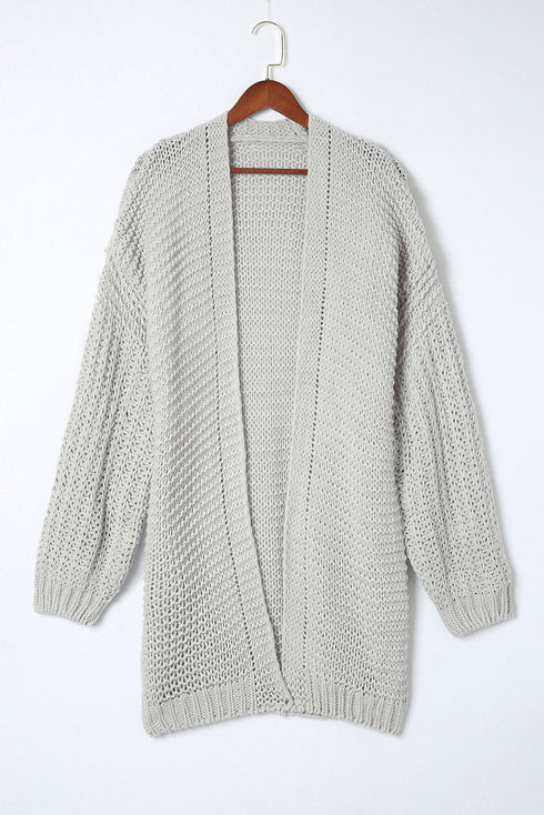 Chunky Oversize Knit Drop Shoulder Puff Sleeve Cardigan