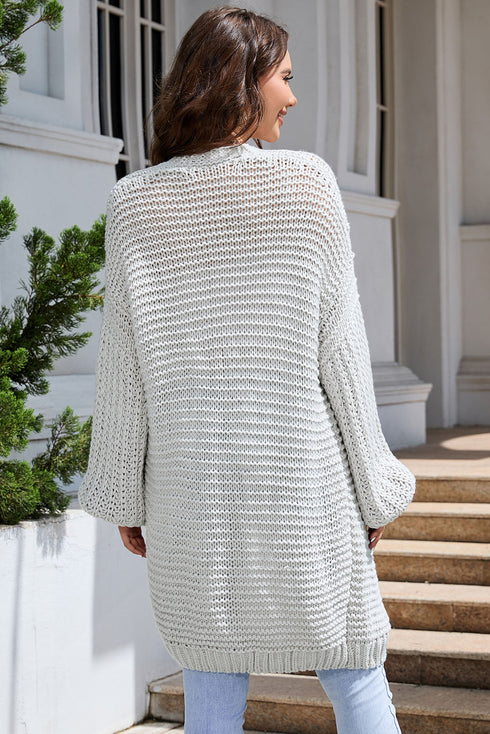 Chunky Oversize Knit Drop Shoulder Puff Sleeve Cardigan