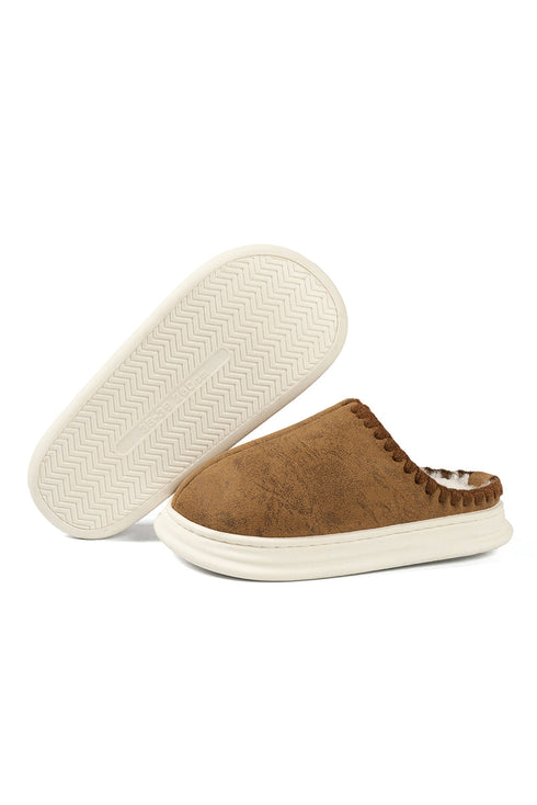 Chunky Platform Sole Soft Plush Lined Slippers