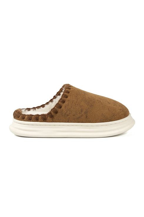Chunky Platform Sole Soft Plush Lined Slippers