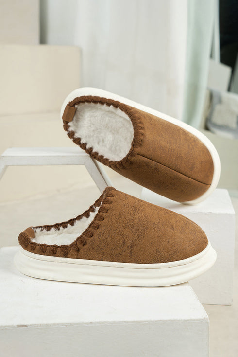 Chunky Platform Sole Soft Plush Lined Slippers