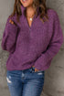 Chunky Ribbed Knit Half Zip Pullover Sweater