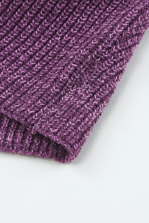 Chunky Ribbed Knit Half Zip Pullover Sweater
