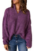 Chunky Ribbed Knit Half Zip Pullover Sweater