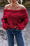 Chunky Ribbed Knit Off Shoulder Foldover Sweater