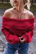 Chunky Ribbed Knit Off Shoulder Foldover Sweater
