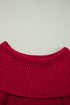 Chunky Ribbed Knit Off Shoulder Foldover Sweater