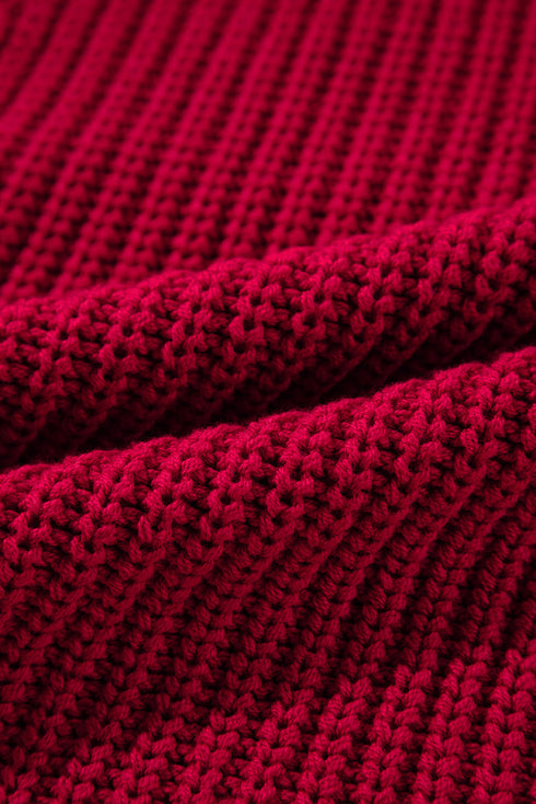 Chunky Ribbed Knit Off Shoulder Foldover Sweater