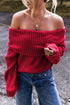 Chunky Ribbed Knit Off Shoulder Foldover Sweater