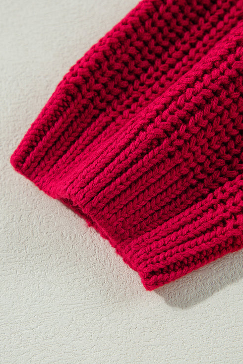 Chunky Ribbed Knit Off Shoulder Foldover Sweater