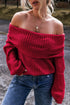 Chunky Ribbed Knit Off Shoulder Foldover Sweater