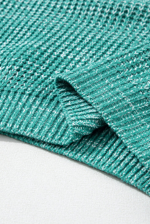 Chunky Textured Knit Balloon Sleeve Crew Neck Sweater