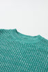 Chunky Textured Knit Balloon Sleeve Crew Neck Sweater